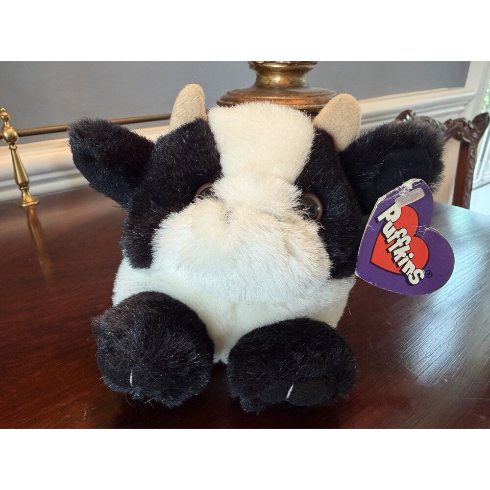 Vintage Puffkins Meadow Cow 4 1/2" Swibco Plush Stuffed Animal NEW